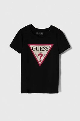 Guess t-shirt dziecięcy kolor czarny