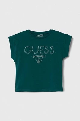 Guess t-shirt dziecięcy kolor zielony