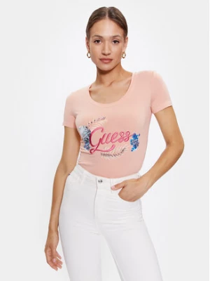 Guess T-Shirt Embellish Logo W3GI40 J1314 Różowy Slim Fit