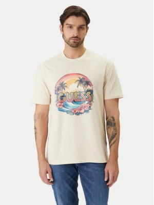 Guess T-Shirt F6GI08 K8FQ4 Beżowy Reglan Fit