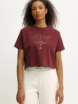 Guess t-shirt FABIA damski kolor bordowy V5BI01 K1891