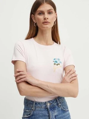 Guess t-shirt FLOWERS damski kolor różowy W4YI30 J1314