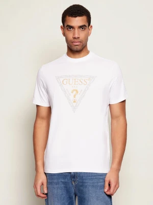 GUESS T-shirt GOLDEN TRIANGLE | Regular Fit biały