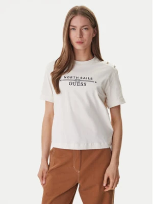 Guess T-Shirt GUESS x NORTH SAILS W6GI03 K2657 Écru Relaxed Fit