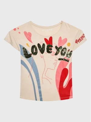 Guess T-Shirt J3RI22 KAPO0 Beżowy Regular Fit