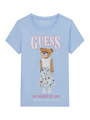 Guess T-Shirt J6RI10 K6YW4 Błękitny Regular Fit Niebieski jasny