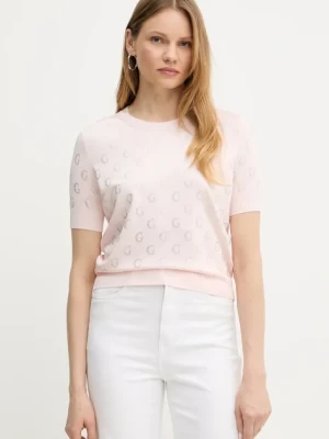Guess t-shirt JASMINE damski kolor różowy W5GR05 Z3D60