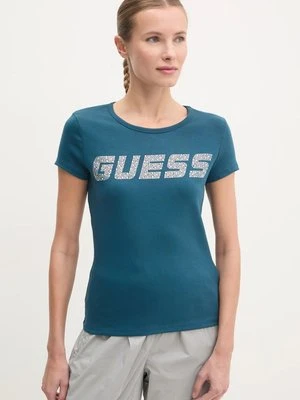 Guess t-shirt KIARA damski kolor turkusowy V4BI16 KCIV1