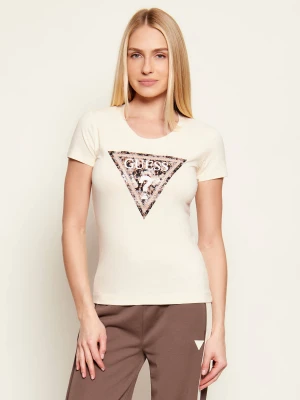 GUESS T-shirt LEO | Slim Fit beżowy