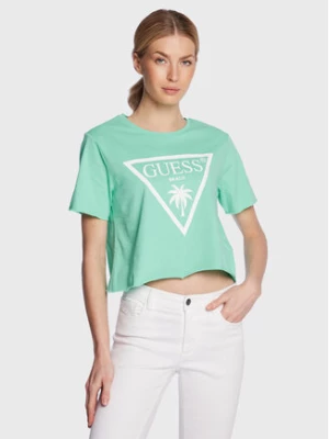 Guess T-Shirt Logo E02I01 JA914 Zielony Boxy Fit