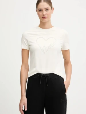 Guess t-shirt LOVE damski kolor beżowy V5BI13 J1314