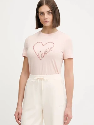 Guess t-shirt LOVE damski kolor pomarańczowy V5BI13 J1314