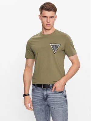 Guess T-Shirt M3YI22 J1314 Zielony Slim Fit