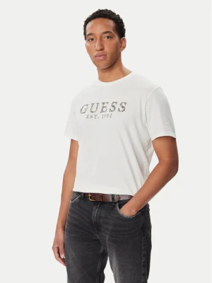 Guess T-Shirt M6BI73 K6674 Kremowy Regular Fit