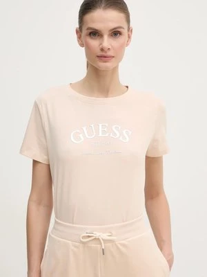 Guess t-shirt MARGOT damski kolor beżowy V5RI16 J1314