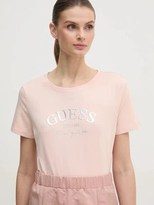 Guess t-shirt MARGOT damski kolor różowy V5RI16 J1314