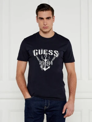 GUESS T-shirt Marine | Slim Fit granatowy