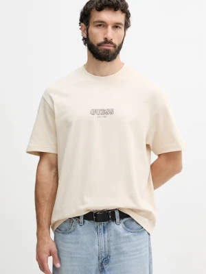 Guess T-shirt męski bawełniany beżowy