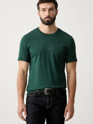 Guess T-shirt męski bawełniany AIDY zielony