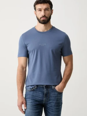 Guess T-shirt męski bawełniany AIDY niebieski