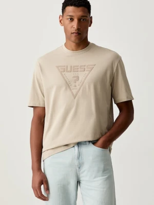 Guess T-shirt męski bawełniany AZHA beżowy