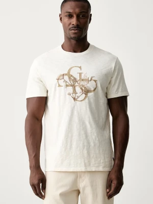 Guess T-shirt męski bawełniany beżowy