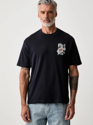 Guess T-shirt męski bawełniany granatowy