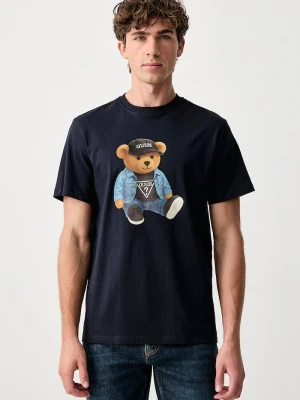 Guess T-shirt męski bawełniany granatowy