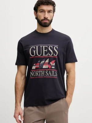 Guess t-shirt męski bawełniany z elastanem x North Sails