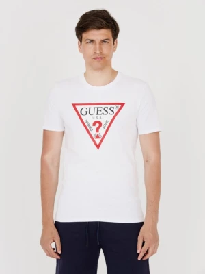 GUESS T-shirt męski biały z dużym logo