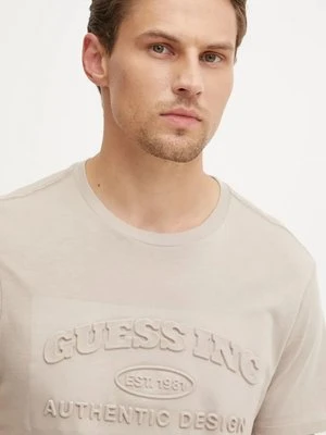 Guess t-shirt męski kolor beżowy z aplikacją M4BI16.K9RM1