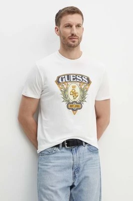 Guess t-shirt męski kolor beżowy z aplikacją M4YI76 KA0Q1