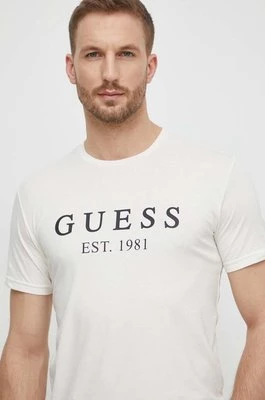 Guess t-shirt męski kolor beżowy z nadrukiem U4RI22 K6YW0