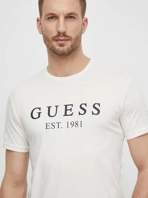 Guess t-shirt męski kolor beżowy z nadrukiem U4RI22 K6YW0