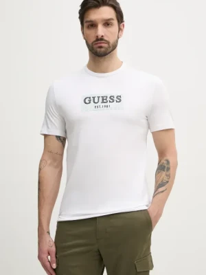 Guess t-shirt męski kolor biały z aplikacją M5GI19 J1314
