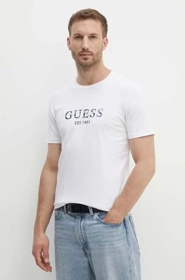 Guess t-shirt męski kolor biały z nadrukiem M4YI38 J1314