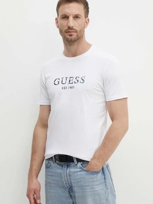 Guess t-shirt męski kolor biały z nadrukiem M4YI38 J1314