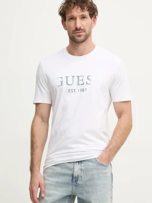 Guess t-shirt męski kolor biały z nadrukiem M5RI12 J1314