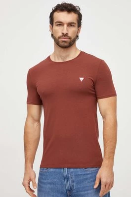 Guess t-shirt męski kolor brązowy gładki M2YI24 J1314