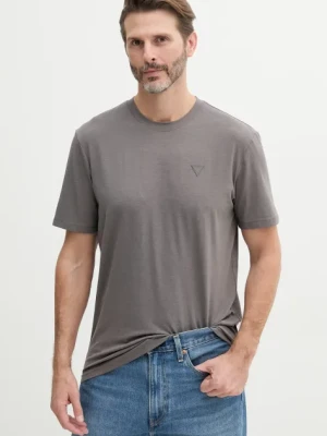 Guess t-shirt męski kolor brązowy gładki