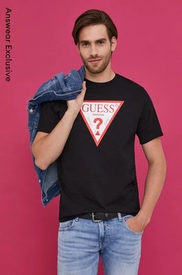 Guess T-shirt męski kolor czarny z nadrukiem