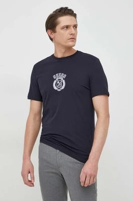 Guess t-shirt męski kolor granatowy z aplikacją