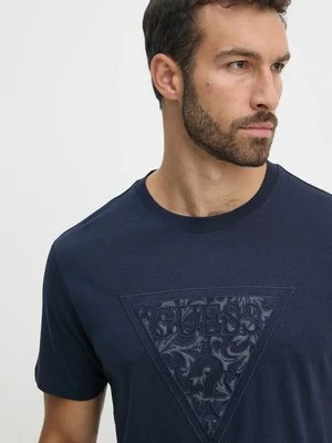 Guess t-shirt męski kolor granatowy z aplikacją M4BI52.KCHA1