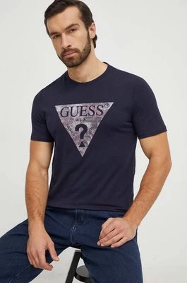 Guess t-shirt męski kolor granatowy z nadrukiem M4RI29 J1314