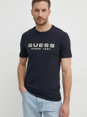 Guess t-shirt męski kolor granatowy z nadrukiem M4GI61 J1314