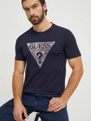 Guess t-shirt męski kolor granatowy z nadrukiem M4RI29 J1314