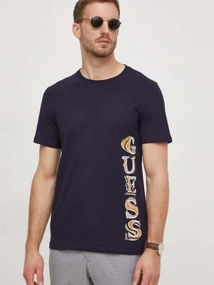 Guess t-shirt męski kolor granatowy z nadrukiem M4RI30 J1314