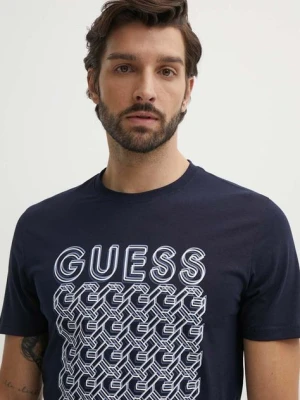 Guess t-shirt męski kolor granatowy z nadrukiem M4YI29 J1314