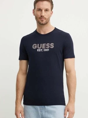 Guess t-shirt męski kolor granatowy z nadrukiem M4YI30 J1314