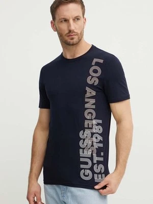 Guess t-shirt męski kolor granatowy z nadrukiem M4YI34 J1314